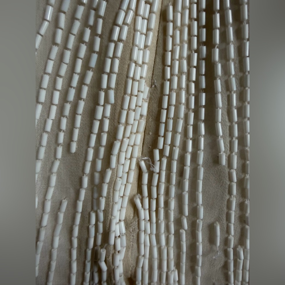 Vintage 100% Silk Beaded Gold Silver Fringe Cocktail Flapper Dress Short Sleeved - Picture 10 of 10